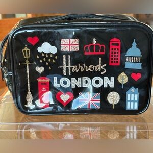 Harrods Glitter Zip Pouch Black